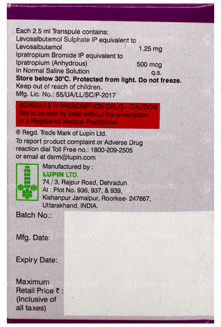 Salbair I Neb 1.25 2.5Ml Pack Of 5 Transpules